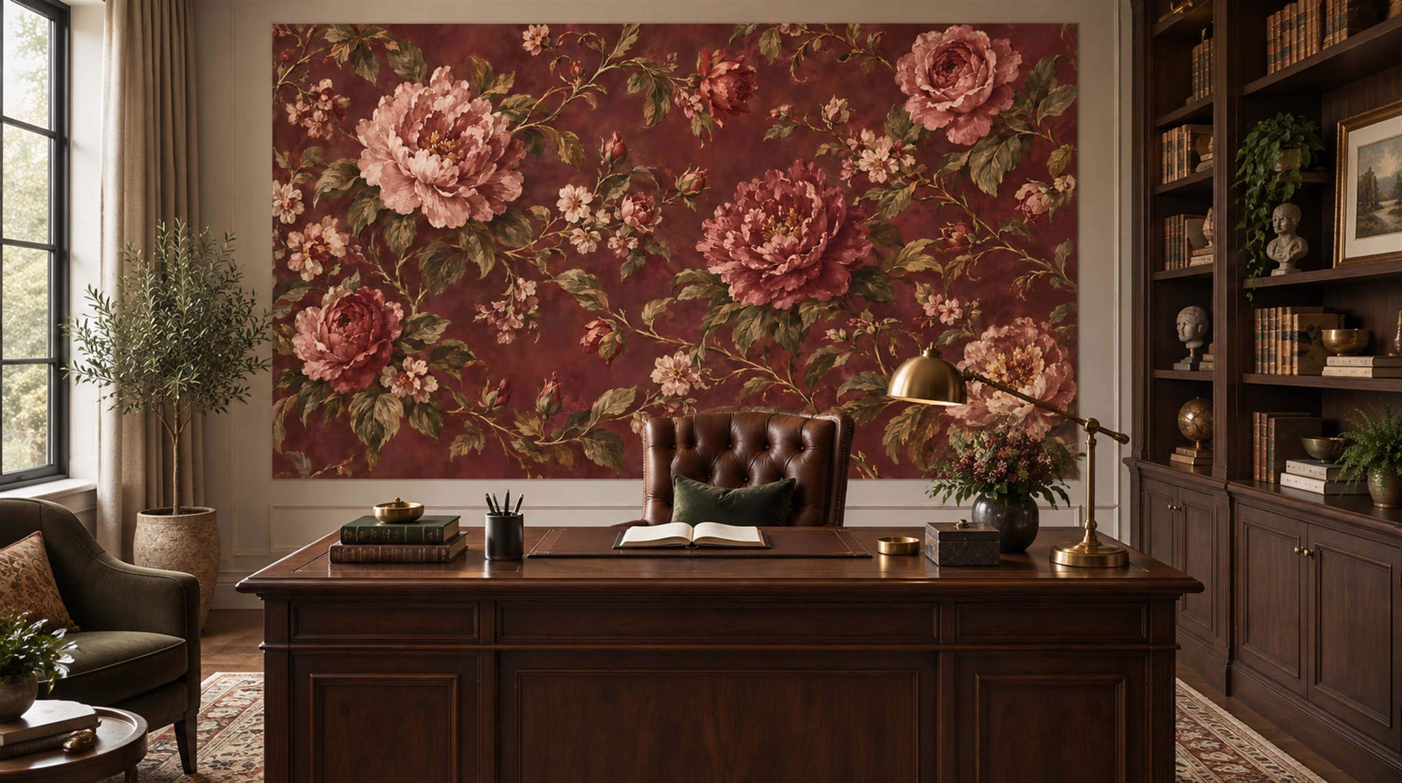 Neutral Floral Foliage Wallpaper Mural