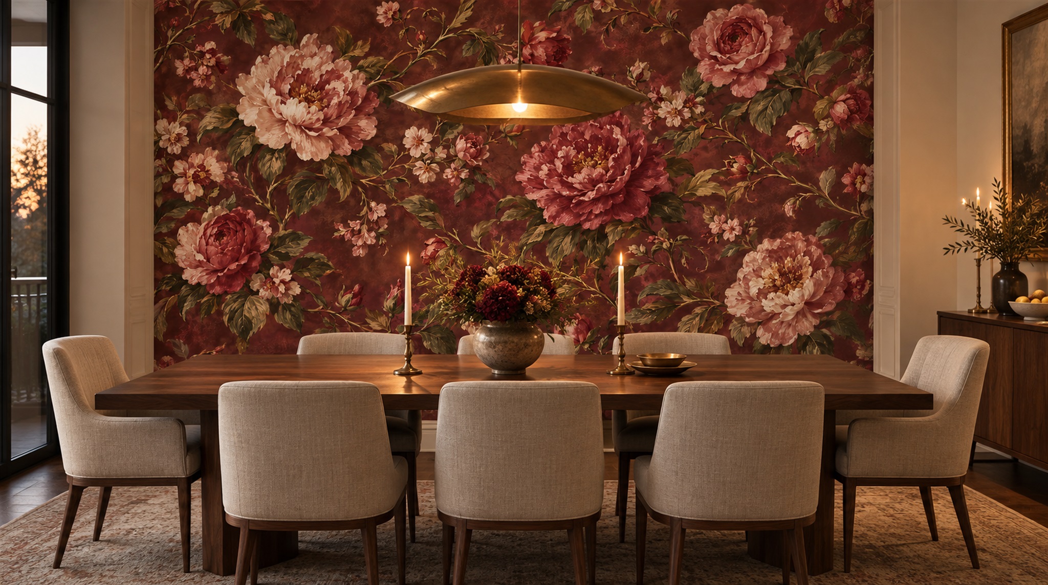 Neutral Floral Foliage Wallpaper Mural Scene