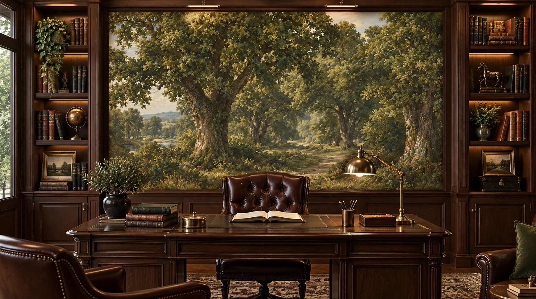 Green Woodland Trees Wallpaper Mural Main