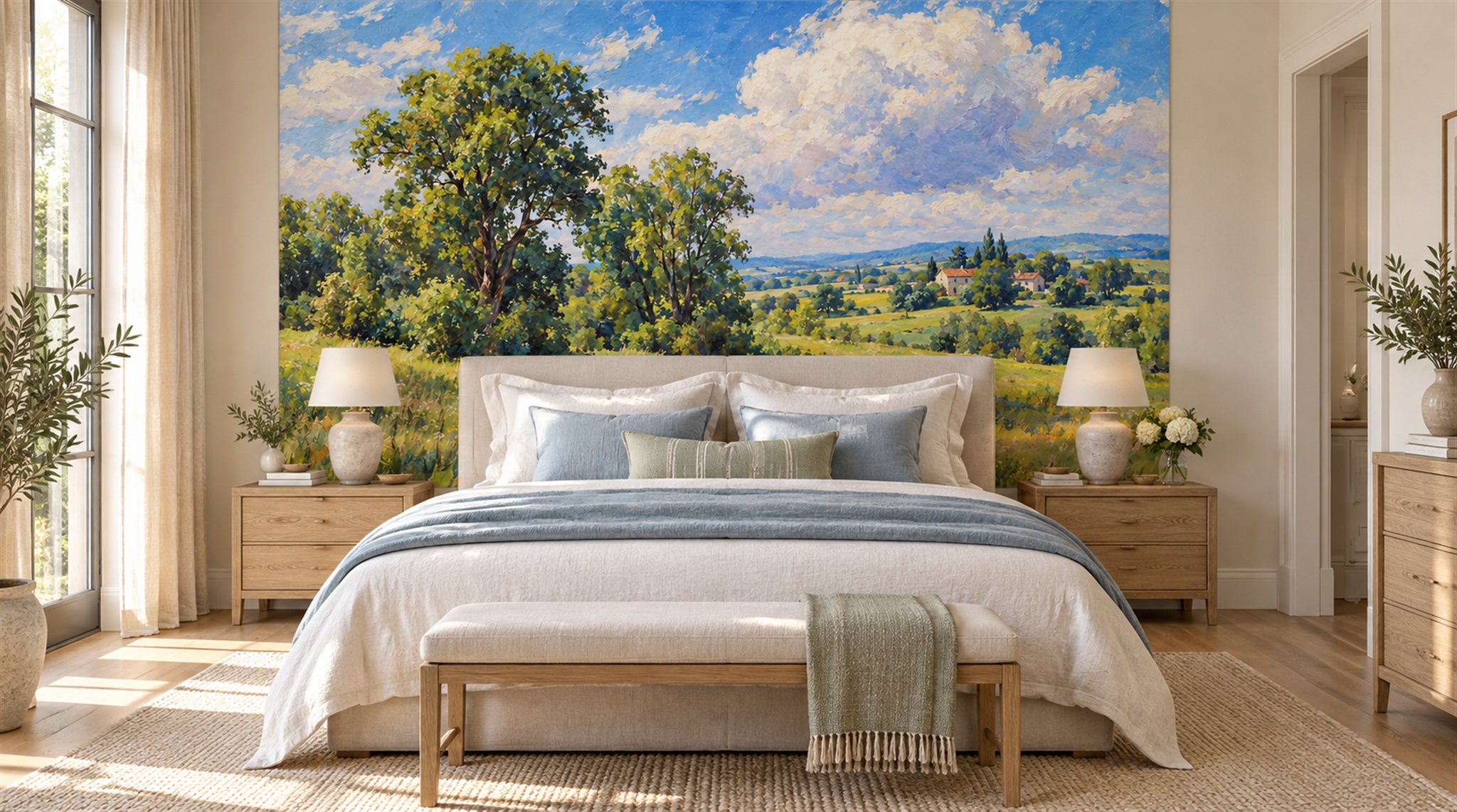 Blue Decorative Wall Art Wallpaper Mural Scene