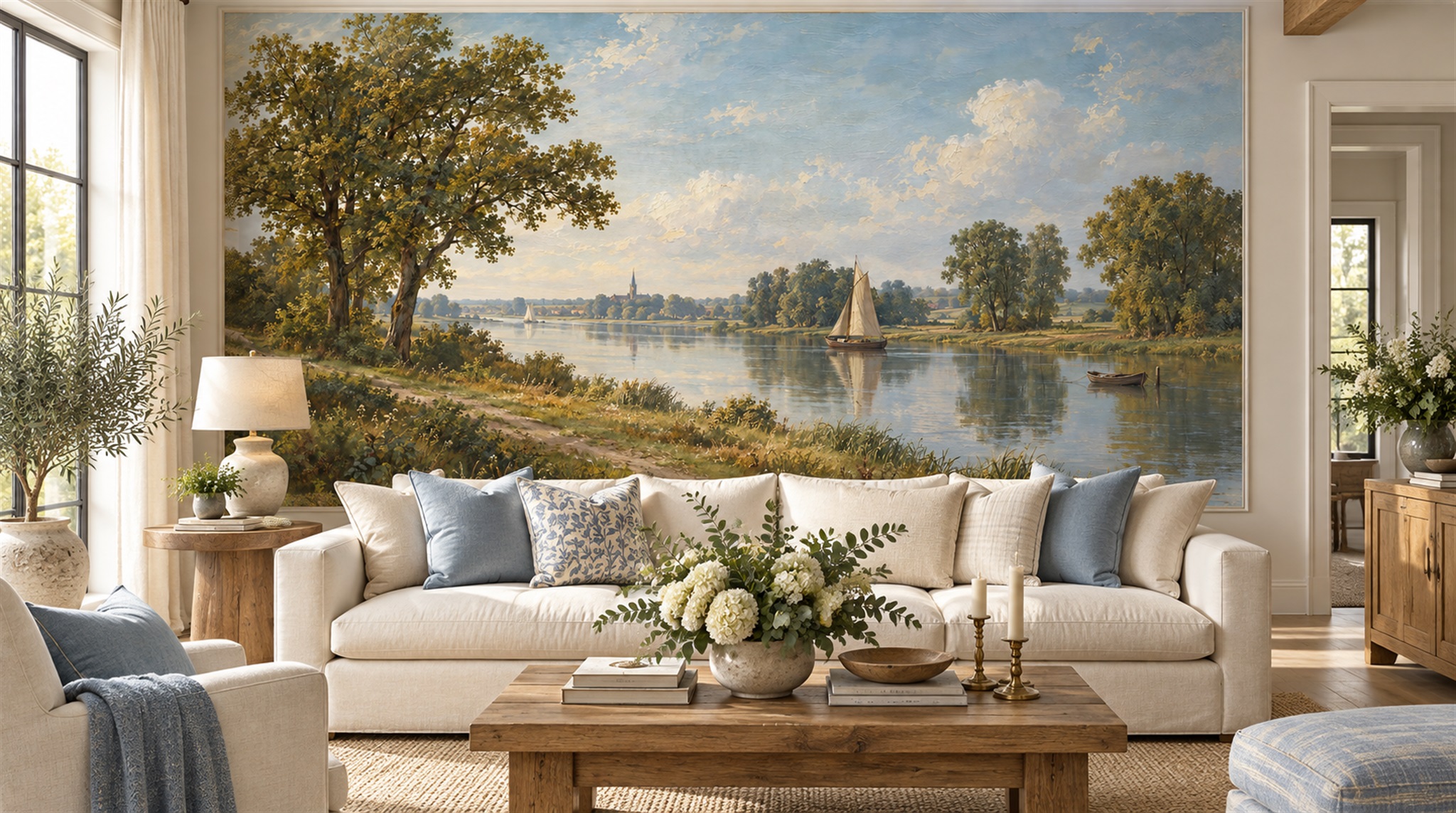 Sage Green Decorative Wall Art Wallpaper Mural Scene