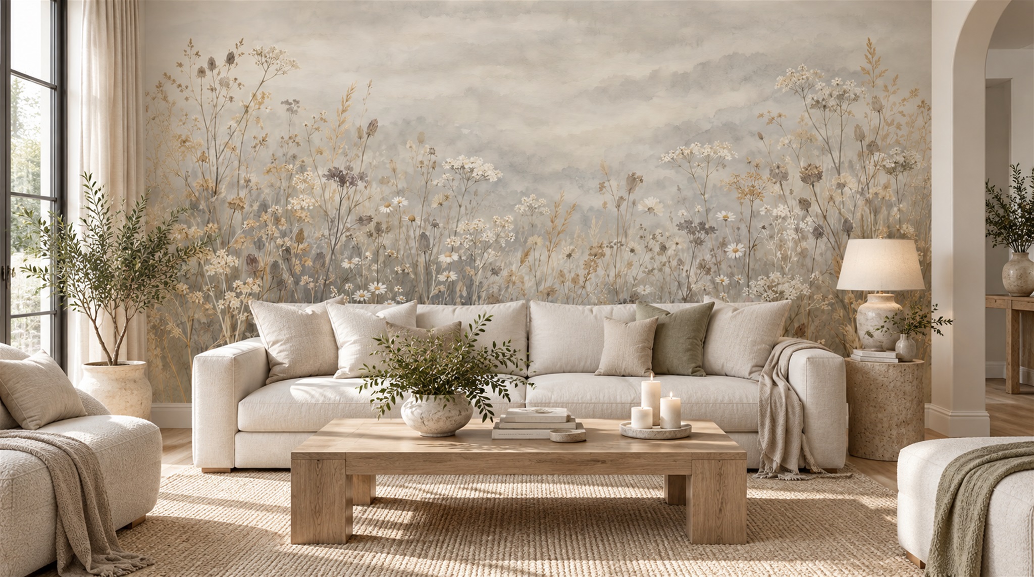 Ivory Decorative Wall Art Wallpaper Mural Scene