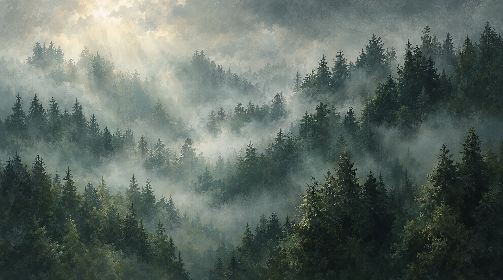 Grey Woodland Trees Wallpaper Mural Main