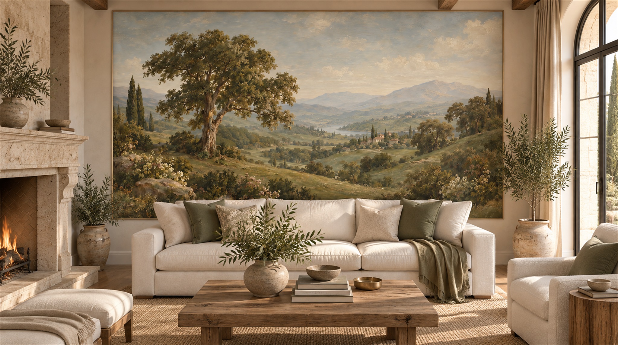 Olive Decorative Wall Art Wallpaper Mural Scene