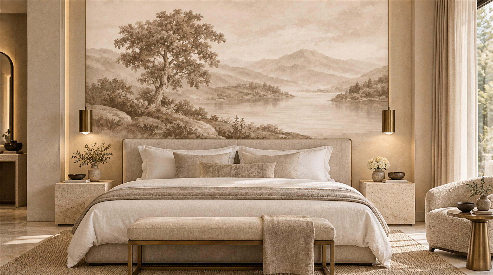 Ivory Decorative Wall Art Wallpaper Mural Scene