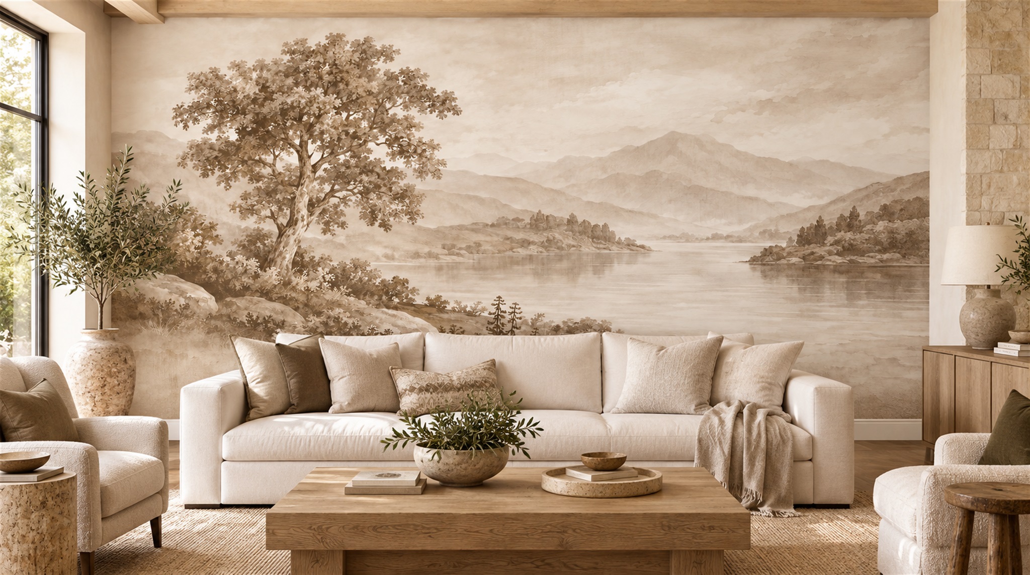 Ivory Decorative Wall Art Wallpaper Mural Scene