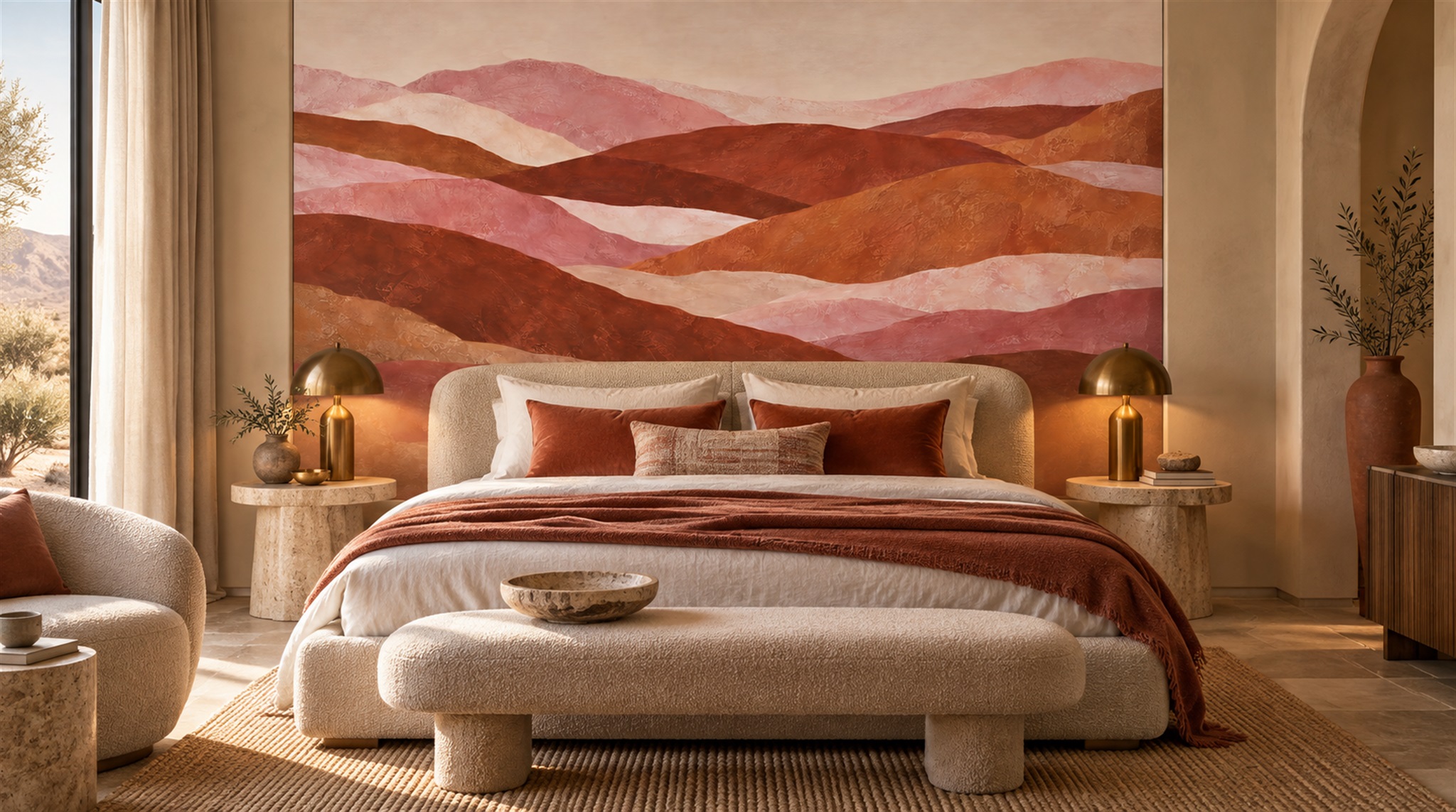 Neutral Abstract Geometry Wallpaper Mural Scene