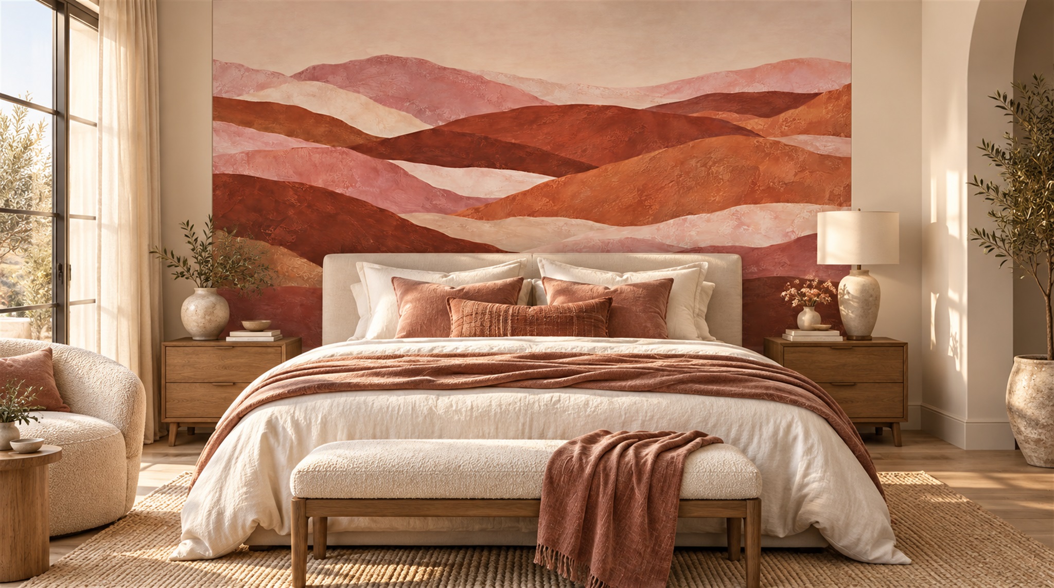 Neutral Abstract Geometry Wallpaper Mural Scene