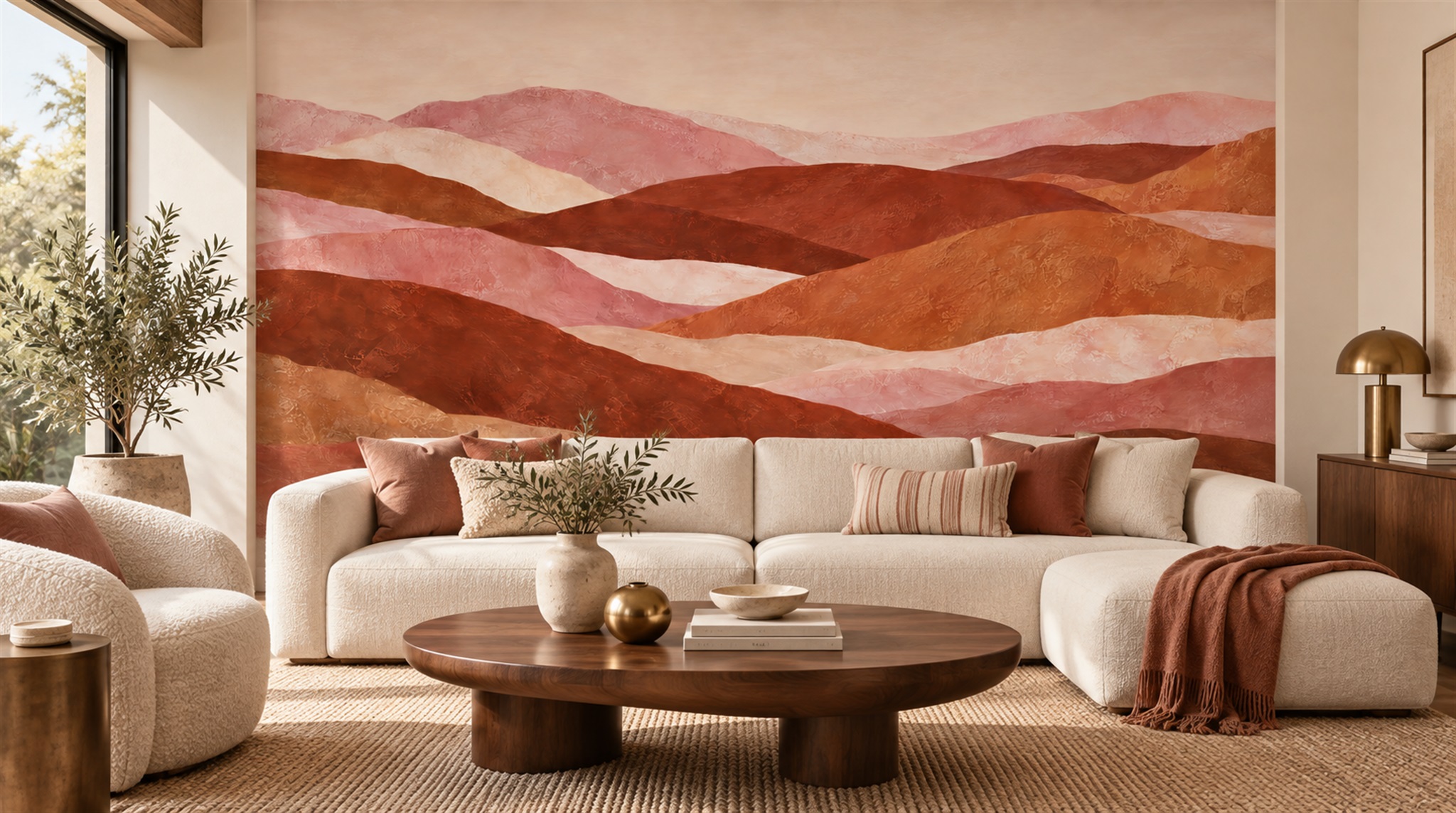 Neutral Abstract Geometry Wallpaper Mural Scene
