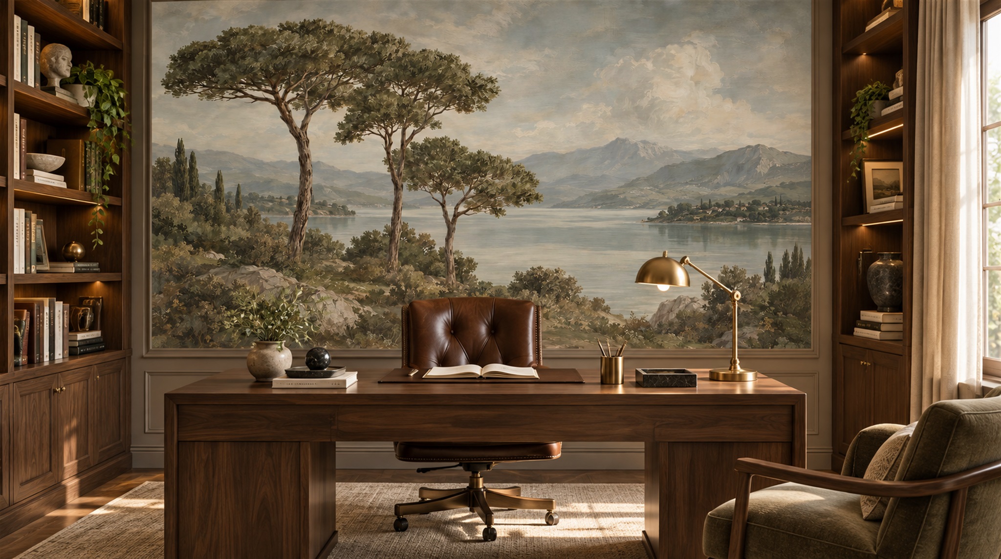 Sage Green Decorative Wall Art Wallpaper Mural Main