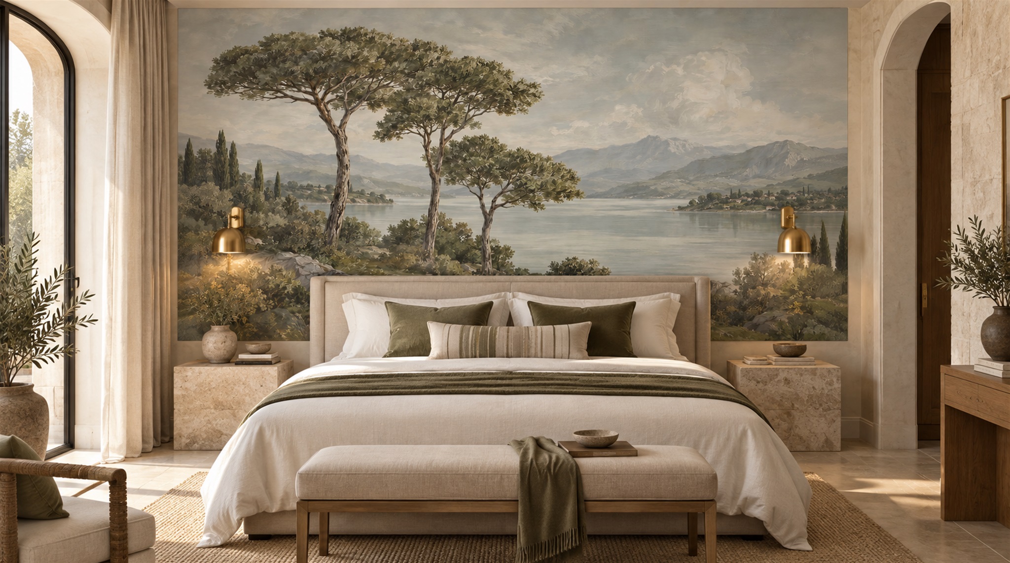 Sage Green Decorative Wall Art Wallpaper Mural Scene