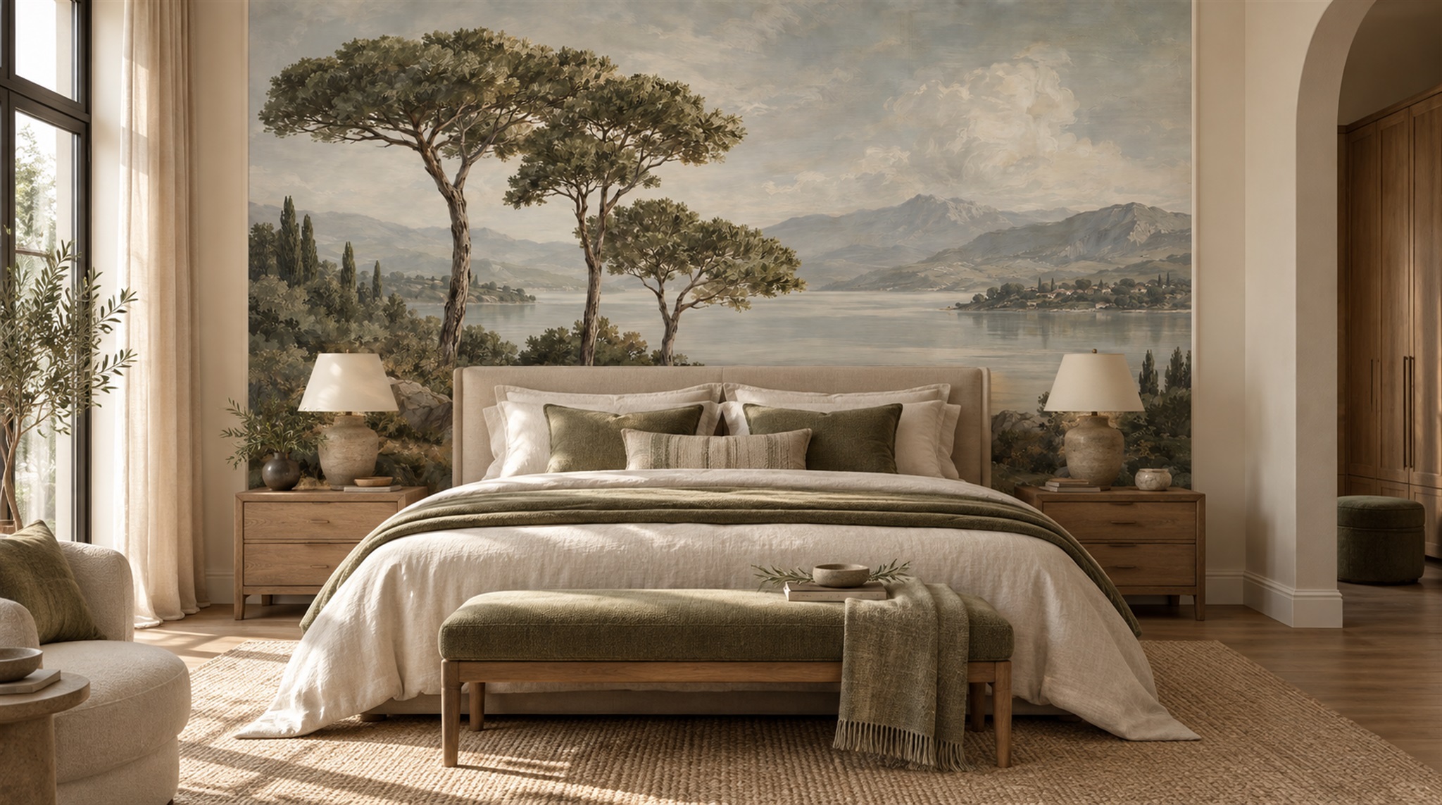 Sage Green Decorative Wall Art Wallpaper Mural Scene
