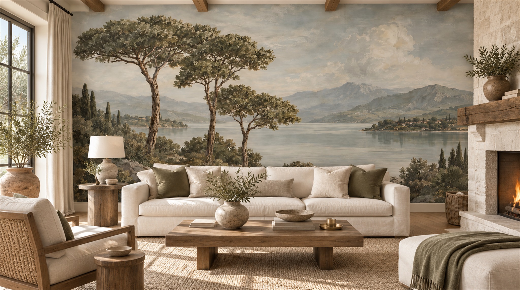 Sage Green Decorative Wall Art Wallpaper Mural Scene