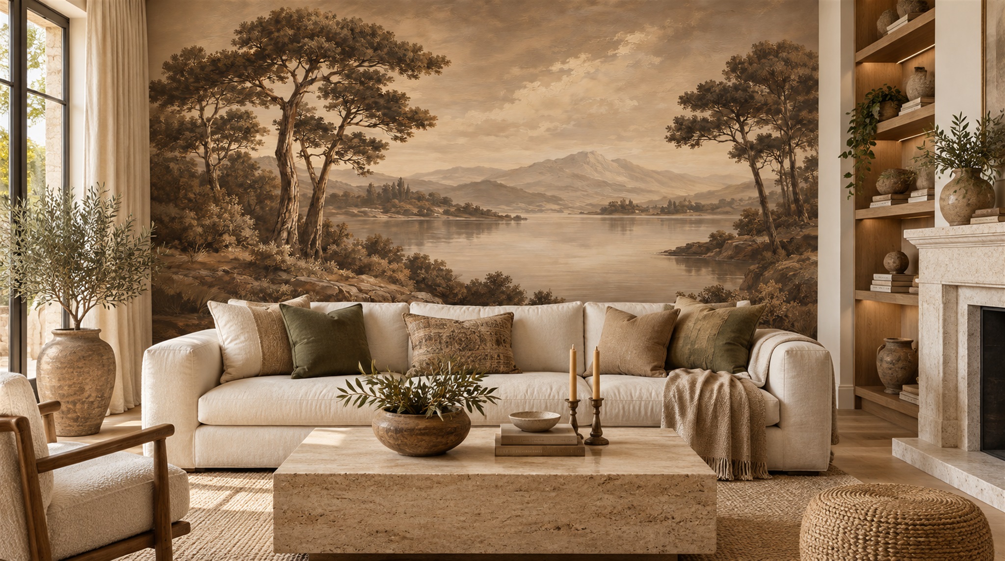 Sepia Decorative Wall Art Wallpaper Mural Scene