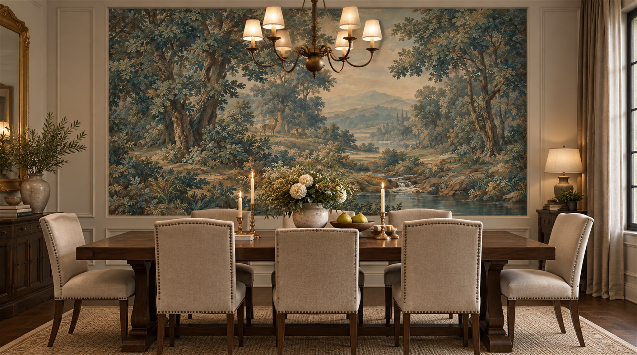 Teal Decorative Wall Art Wallpaper Mural Scene