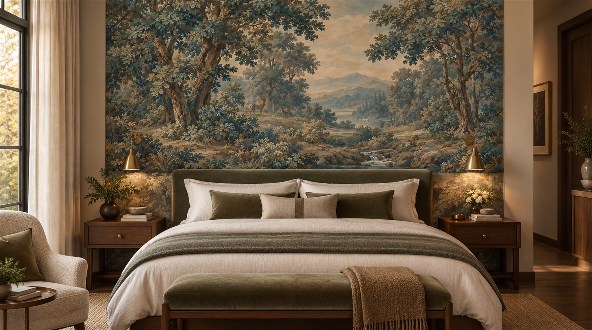 Teal Decorative Wall Art Wallpaper Mural Scene