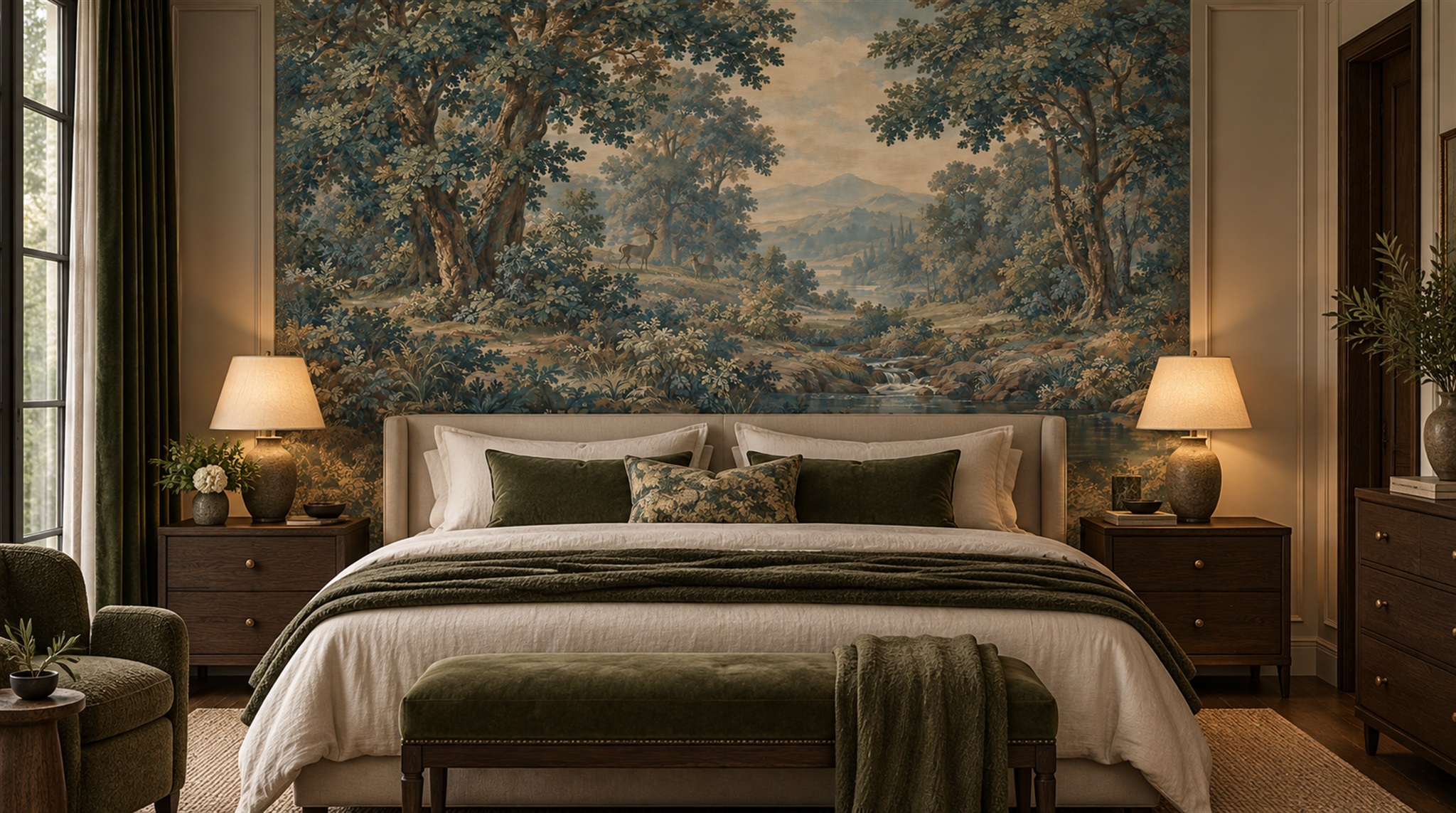 Teal Decorative Wall Art Wallpaper Mural Scene