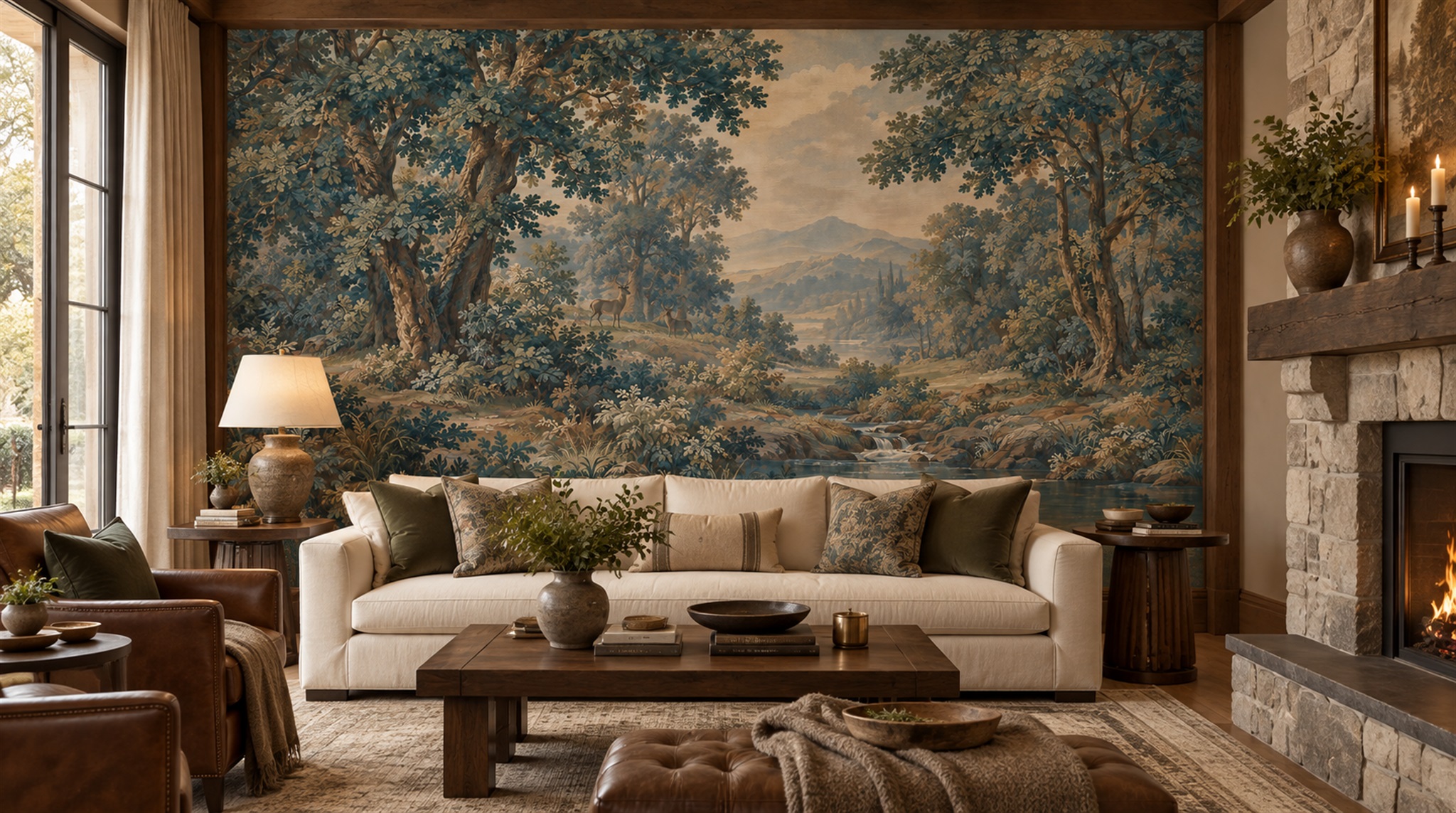 Teal Decorative Wall Art Wallpaper Mural Scene