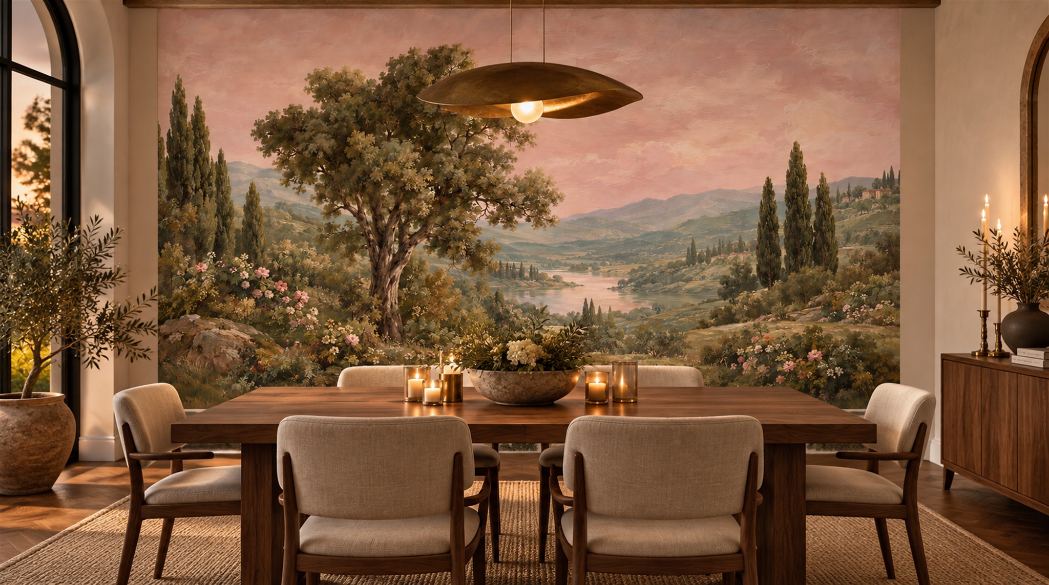Pink Decorative Wall Art Wallpaper Mural Scene
