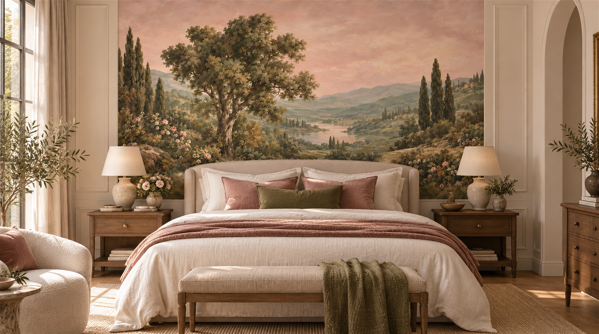 Pink Decorative Wall Art Wallpaper Mural Scene