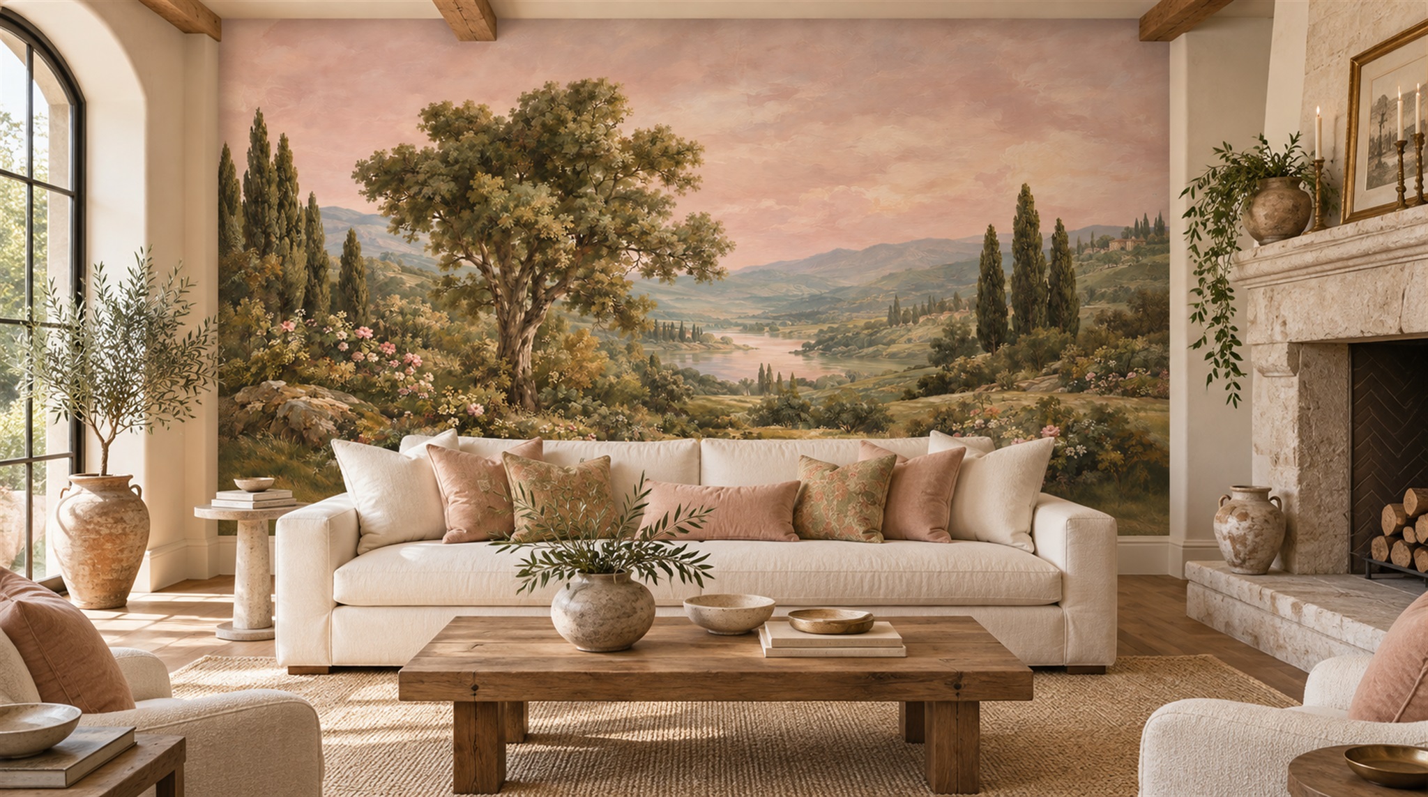 Pink Decorative Wall Art Wallpaper Mural Scene