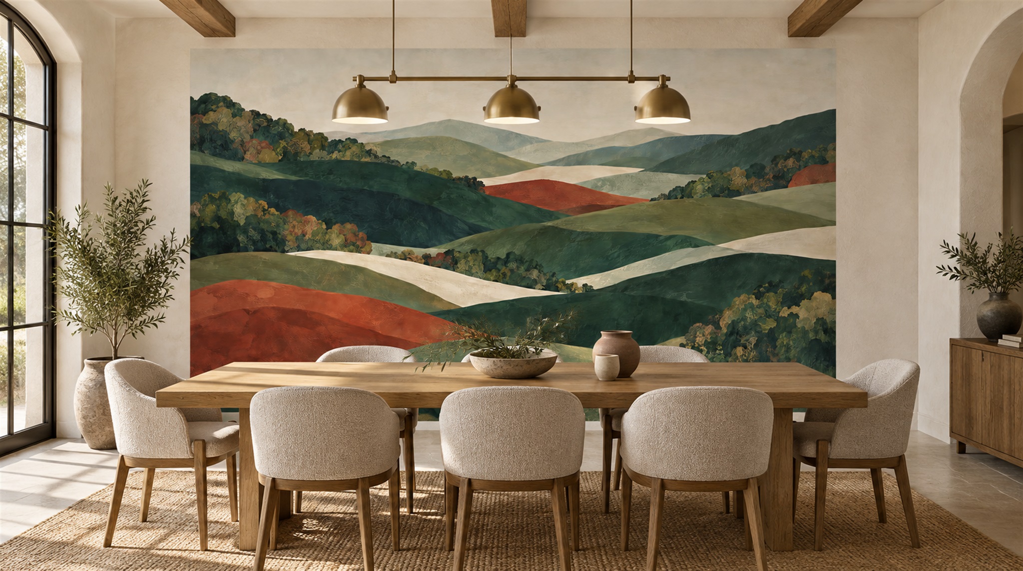 Neutral Abstract Geometry Wallpaper Mural Scene