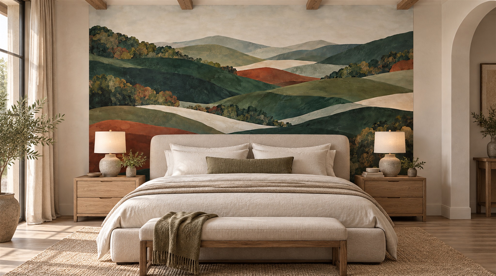 Neutral Abstract Geometry Wallpaper Mural Scene