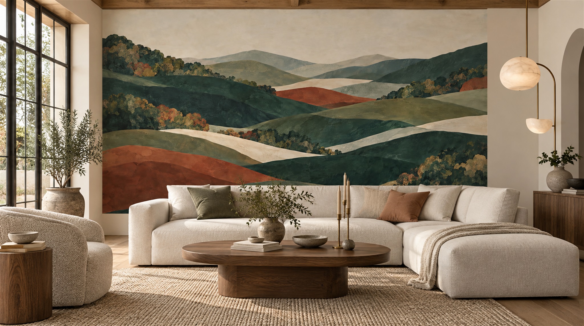 Neutral Abstract Geometry Wallpaper Mural Scene