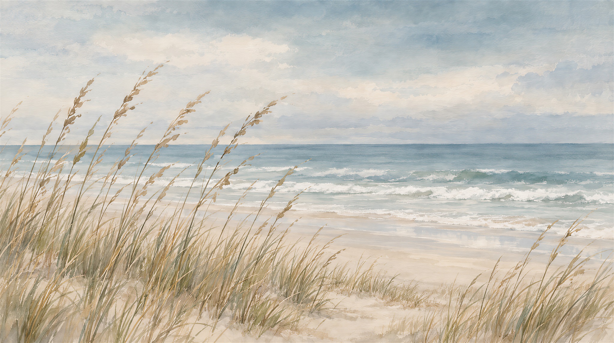 Blue Beach Landscape Wallpaper Mural Main