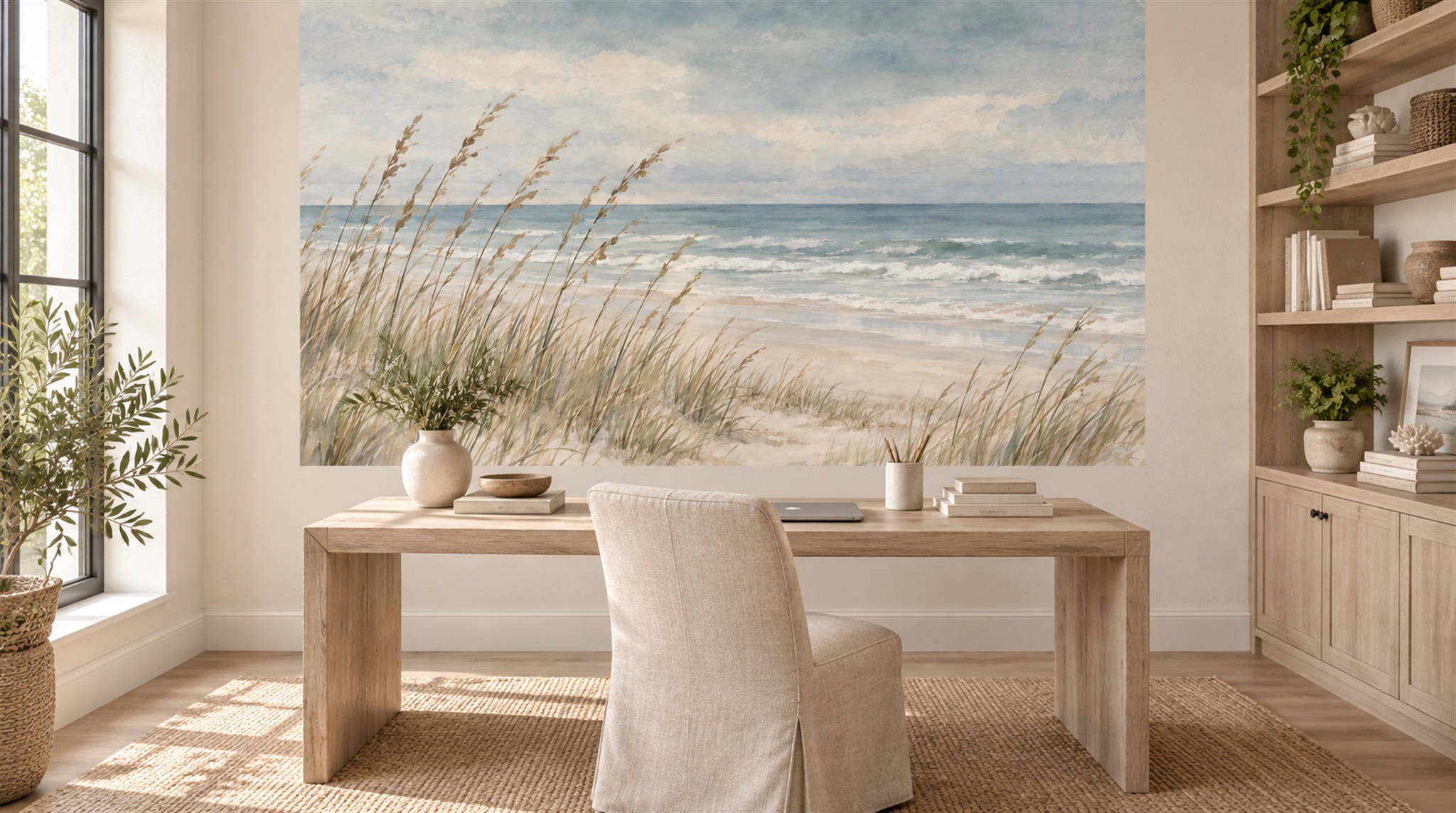 Blue Beach Landscape Wallpaper Mural Main