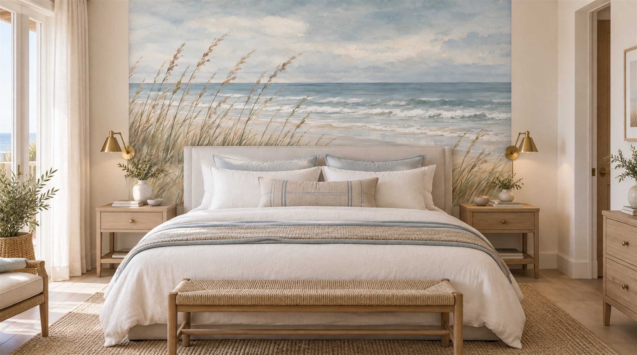 Blue Beach Landscape Wallpaper Mural Scene