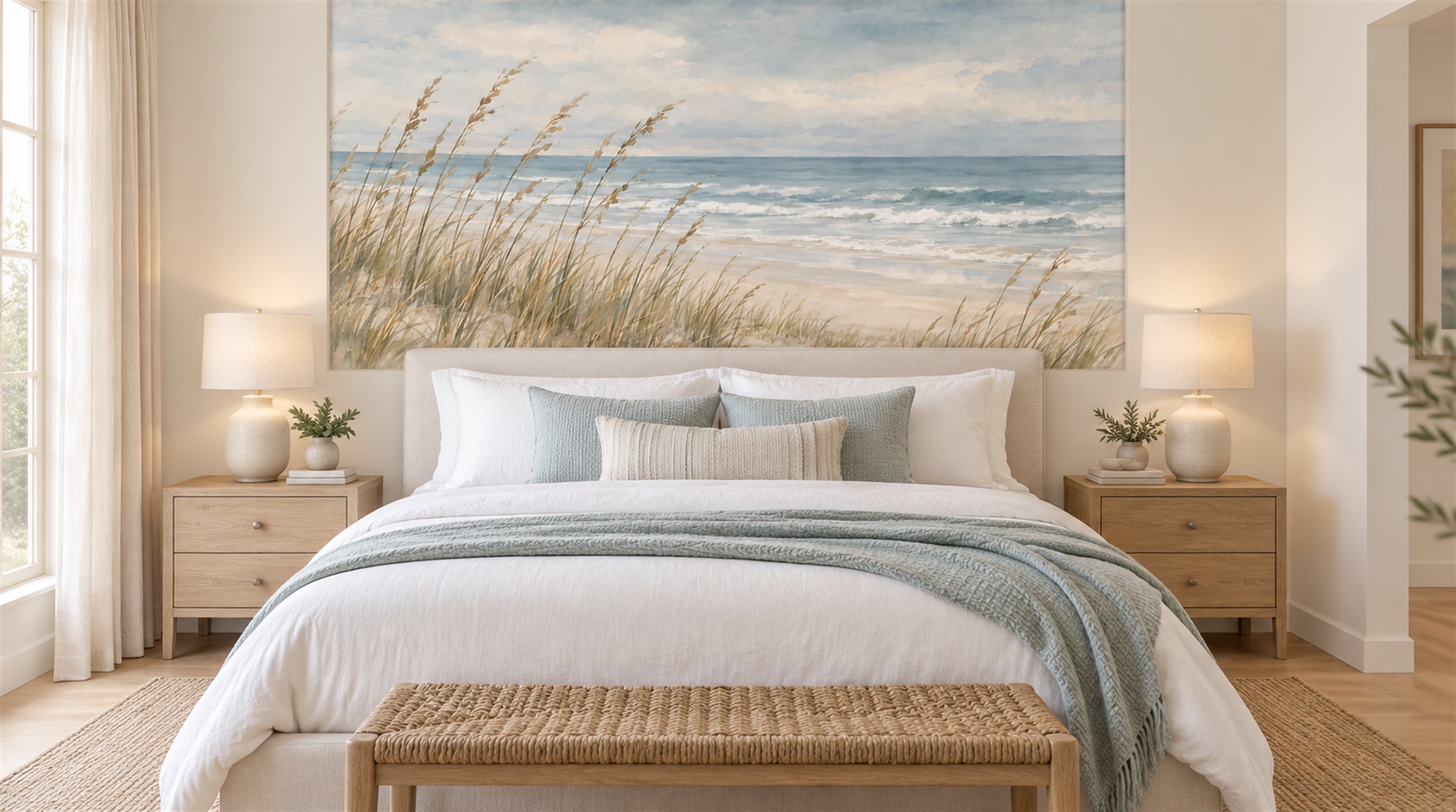 Blue Beach Landscape Wallpaper Mural Scene