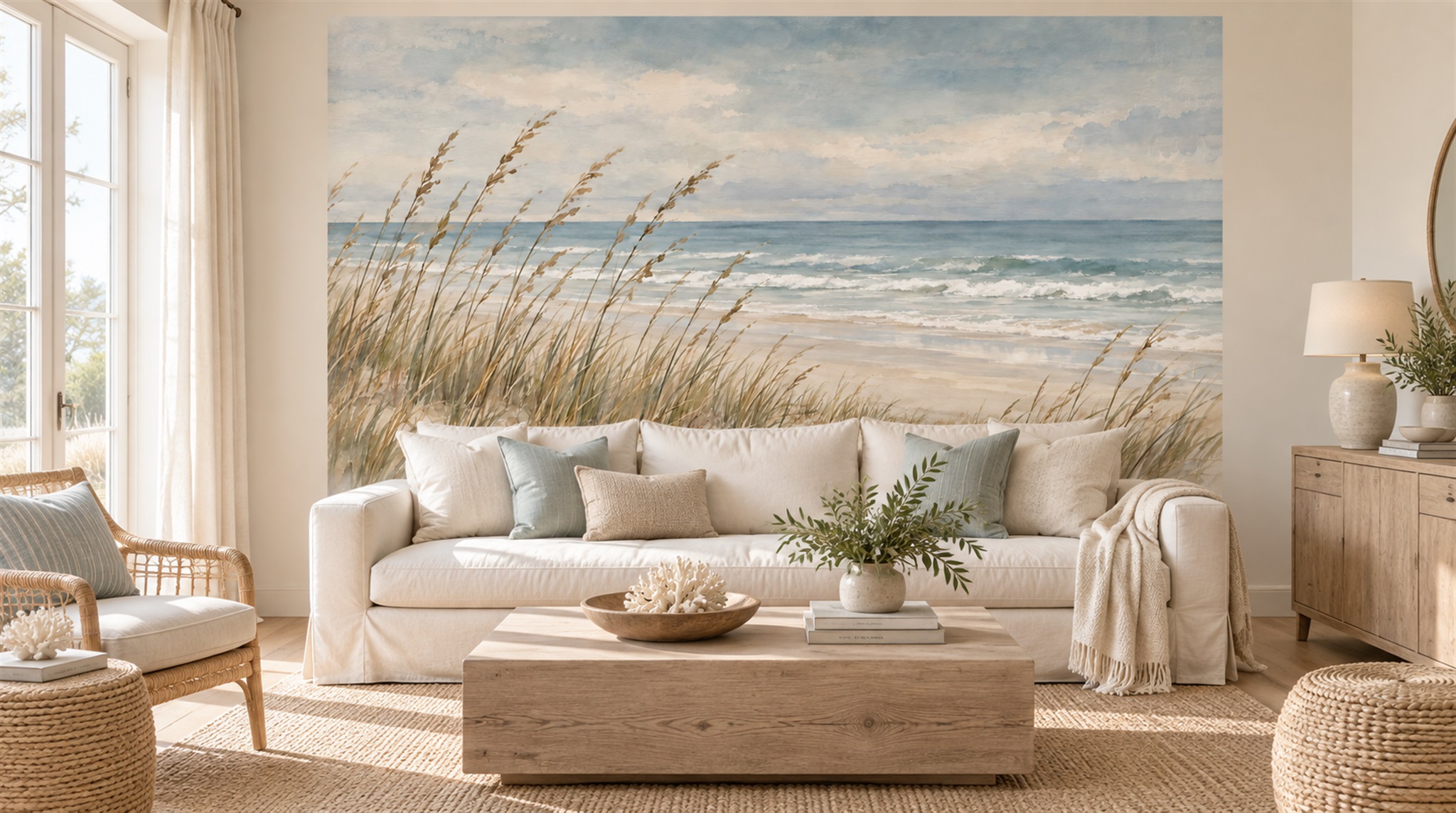 Blue Beach Landscape Wallpaper Mural Scene