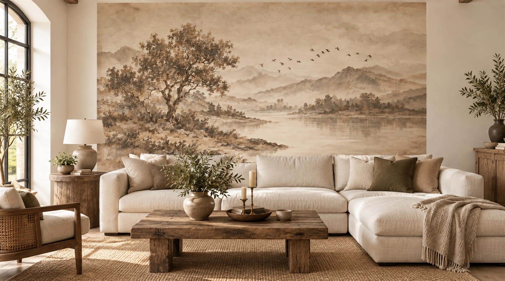 Ivory Decorative Wall Art Wallpaper Mural Scene
