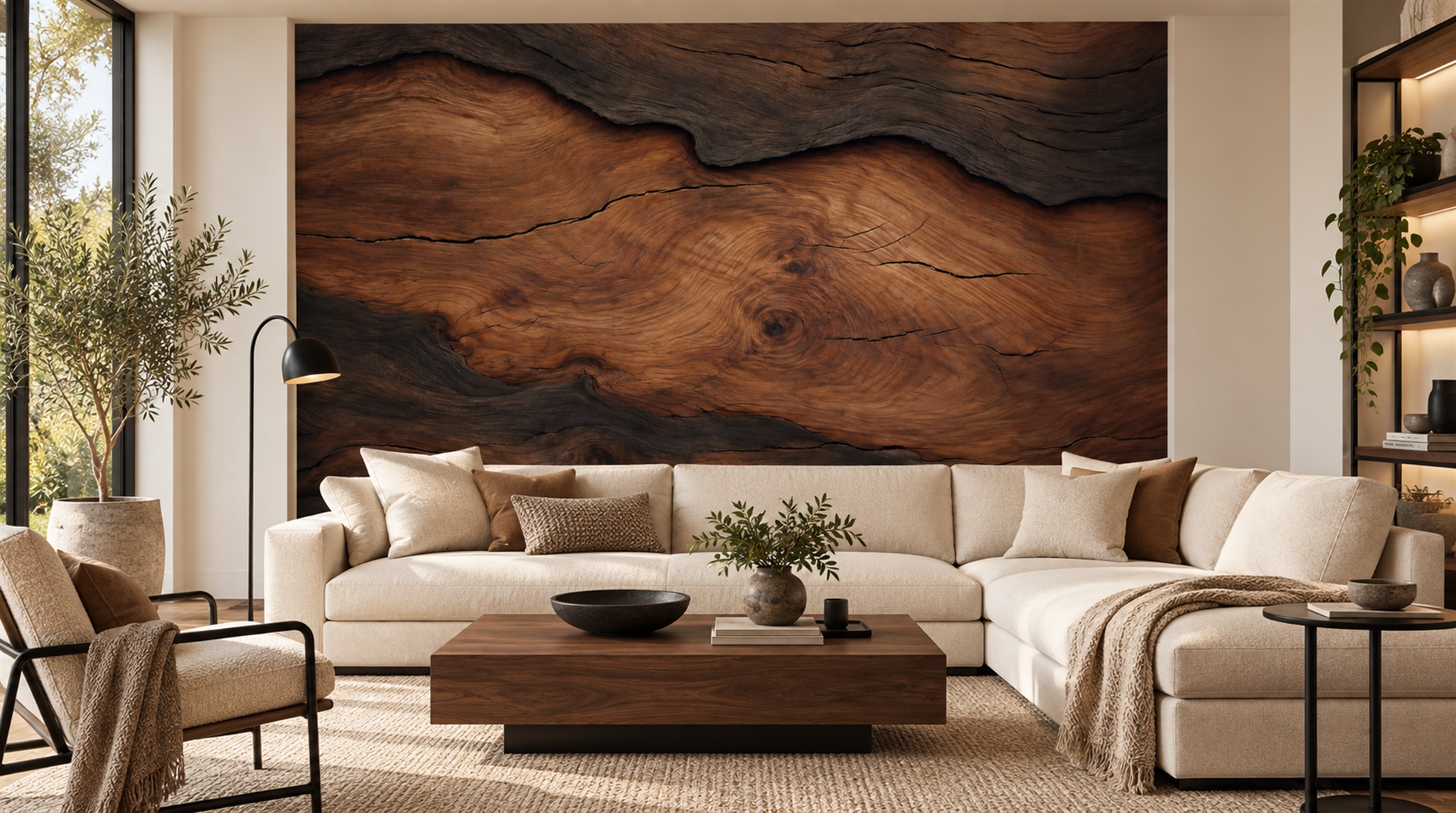 Brown Wood Grain Wallpaper Mural Scene