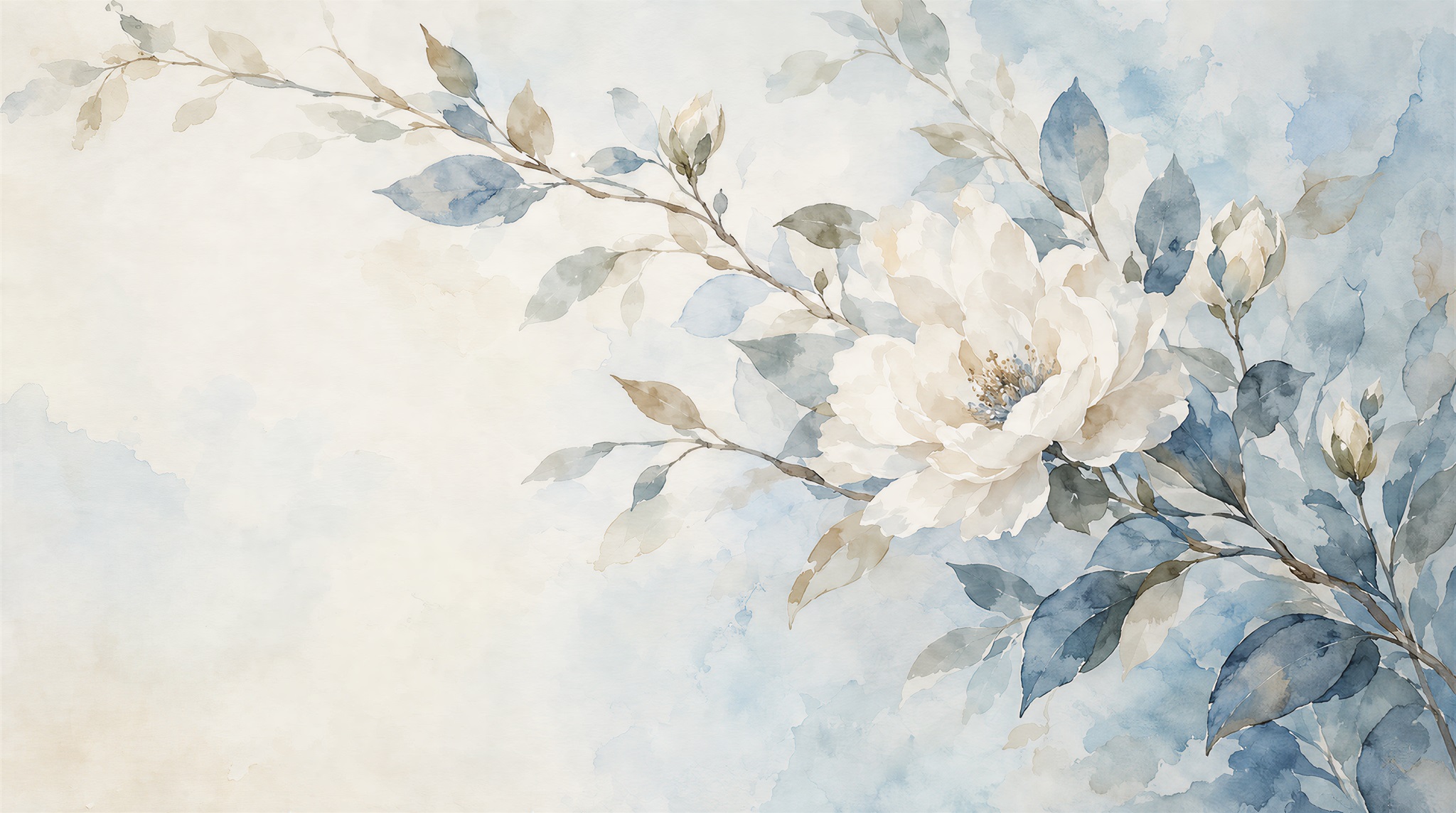 Ivory Leaf Patterning Wallpaper Mural Main