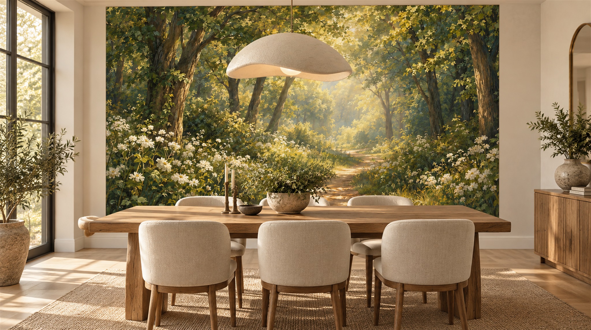 Natural Woodland Trees Wallpaper Mural Scene