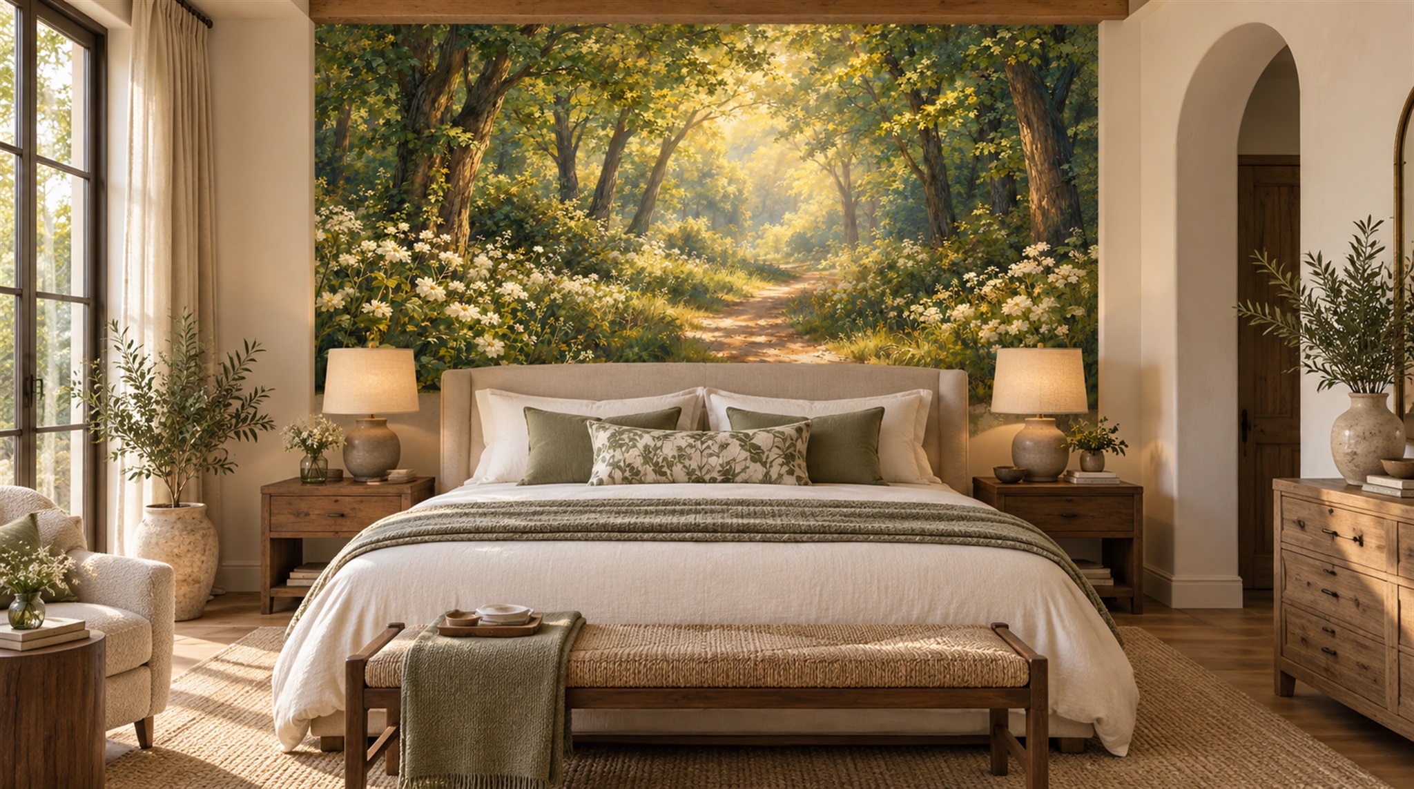 Natural Woodland Trees Wallpaper Mural Scene