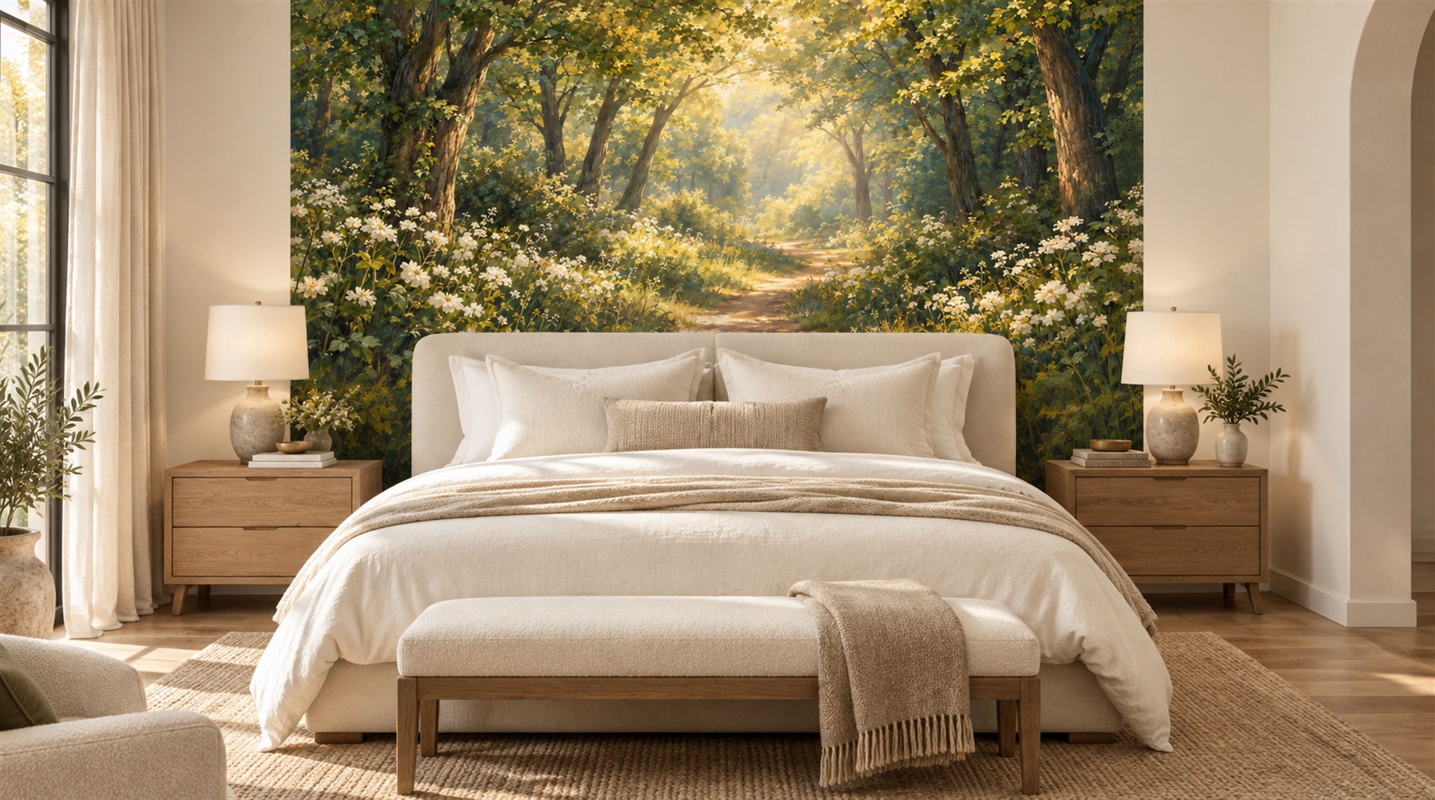 Natural Woodland Trees Wallpaper Mural Scene