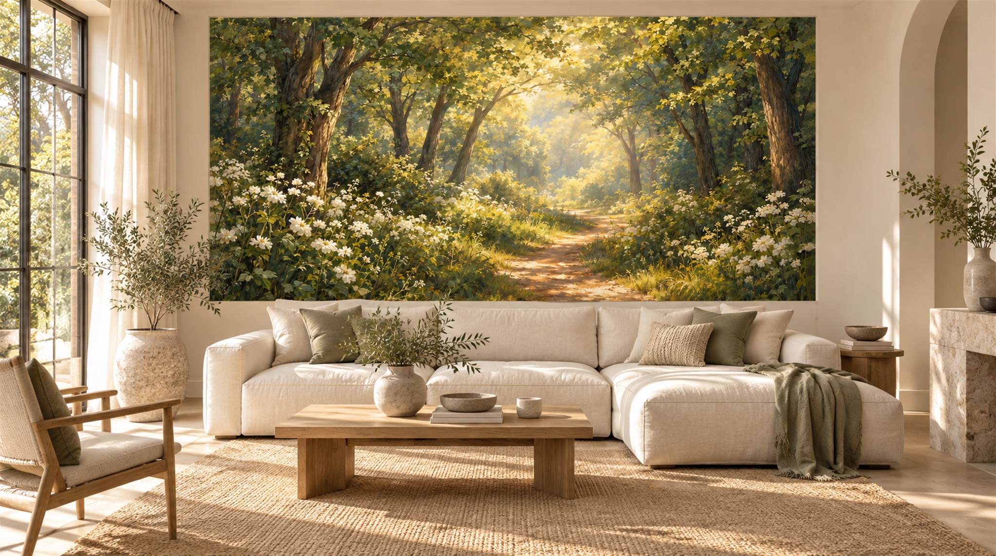 Natural Woodland Trees Wallpaper Mural Scene