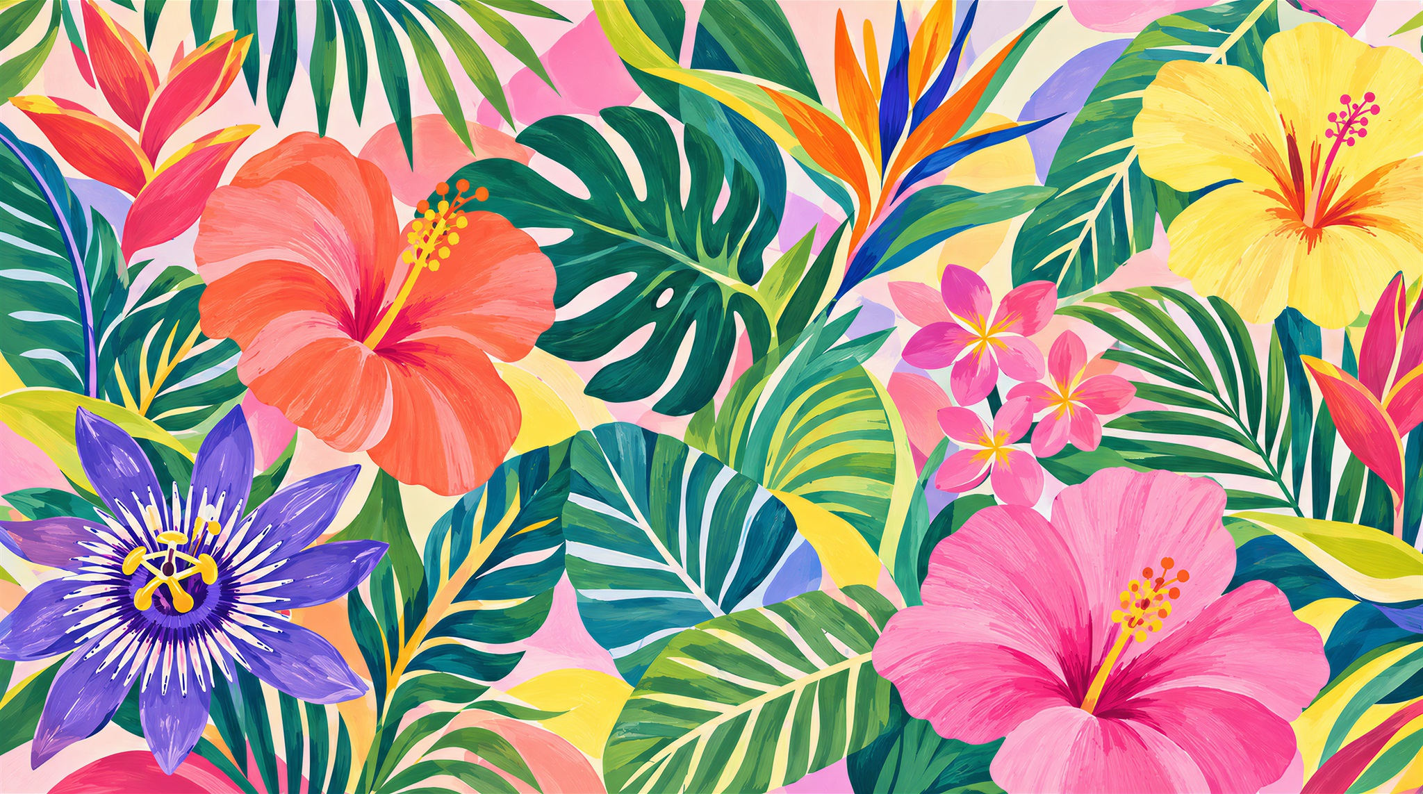 Neutral Tropical Foliage Wallpaper Mural Main