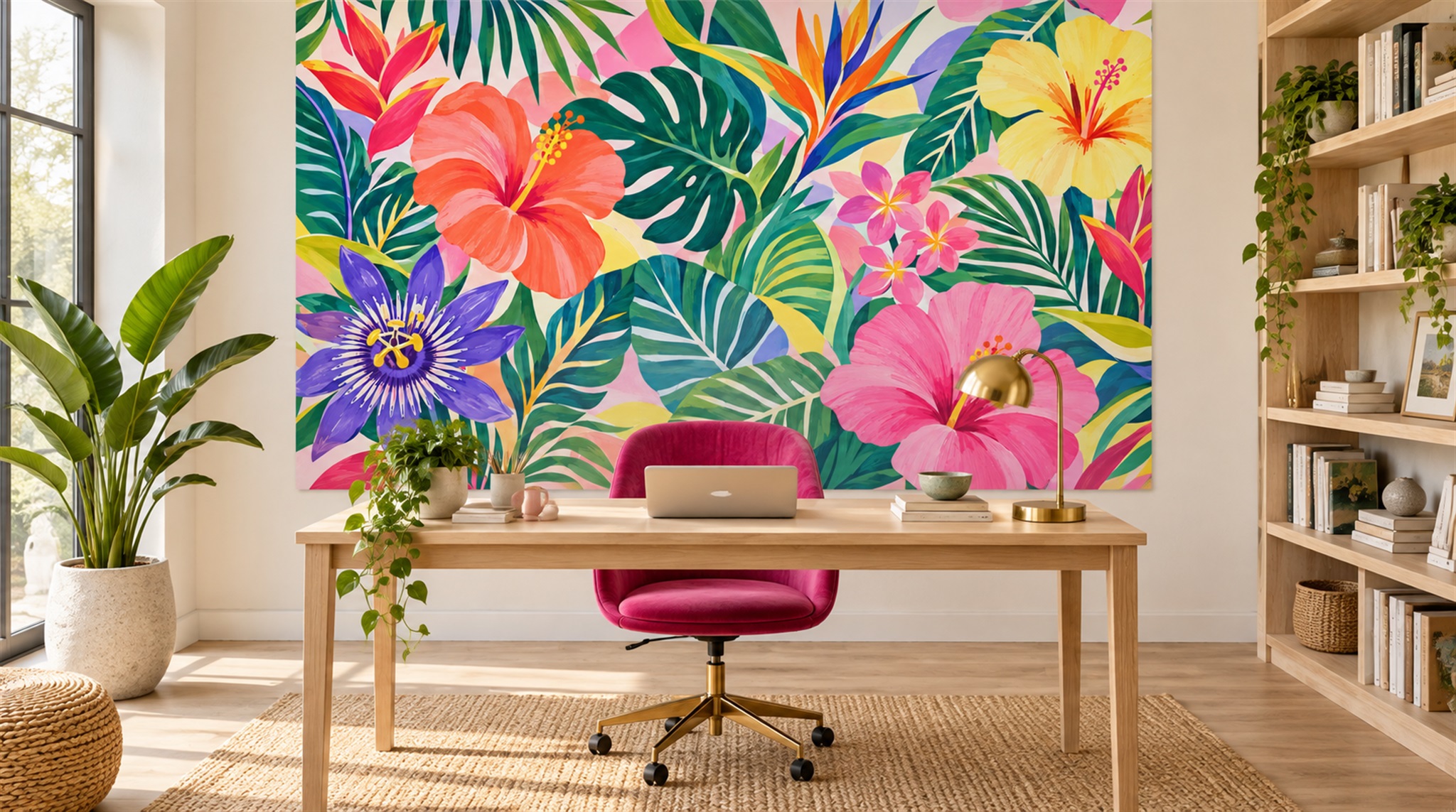 Neutral Tropical Foliage Wallpaper Mural Main