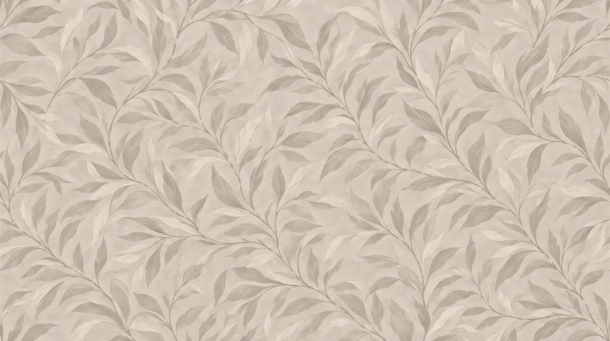 Grey Leaf Patterning Wallpaper Mural Main