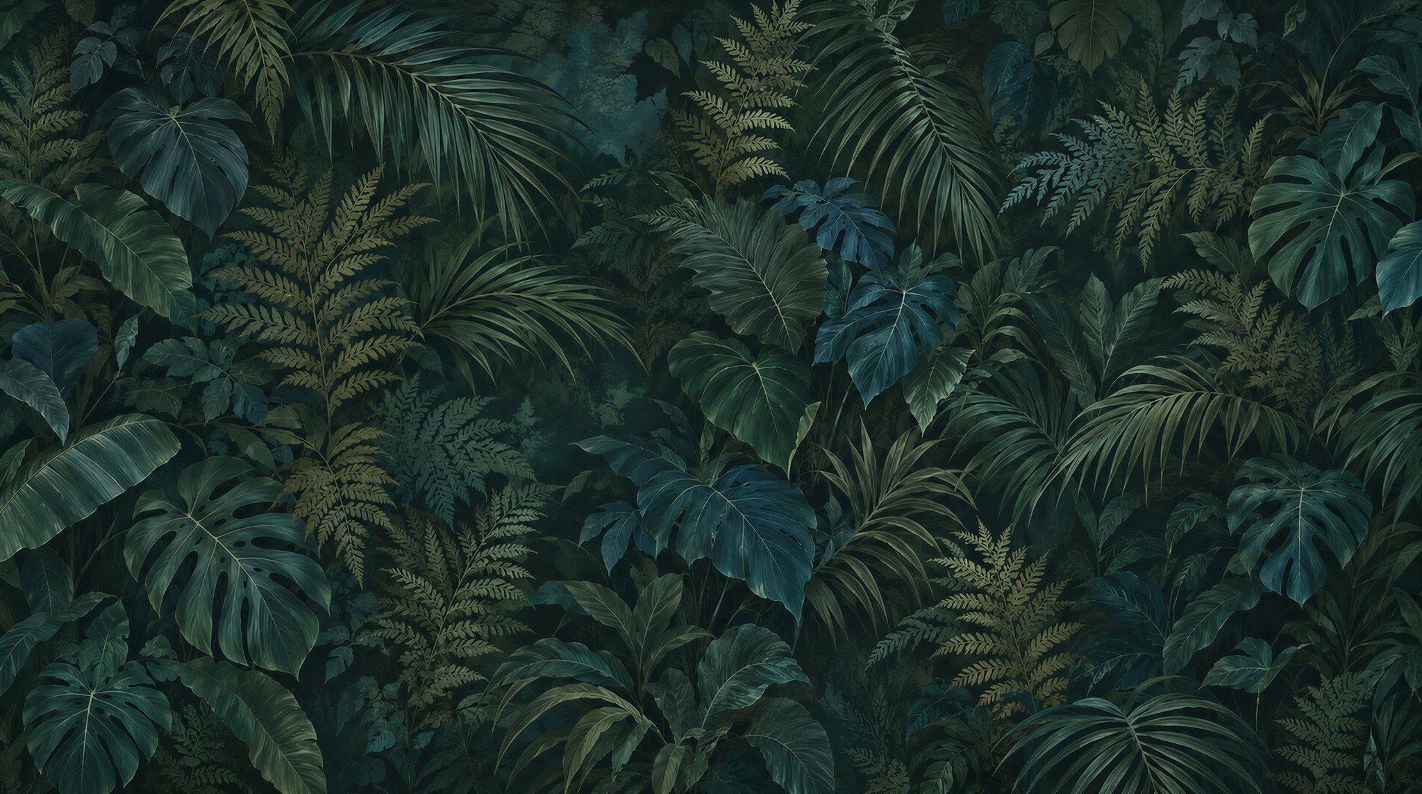 Navy Palm Leaves Wallpaper Mural Main