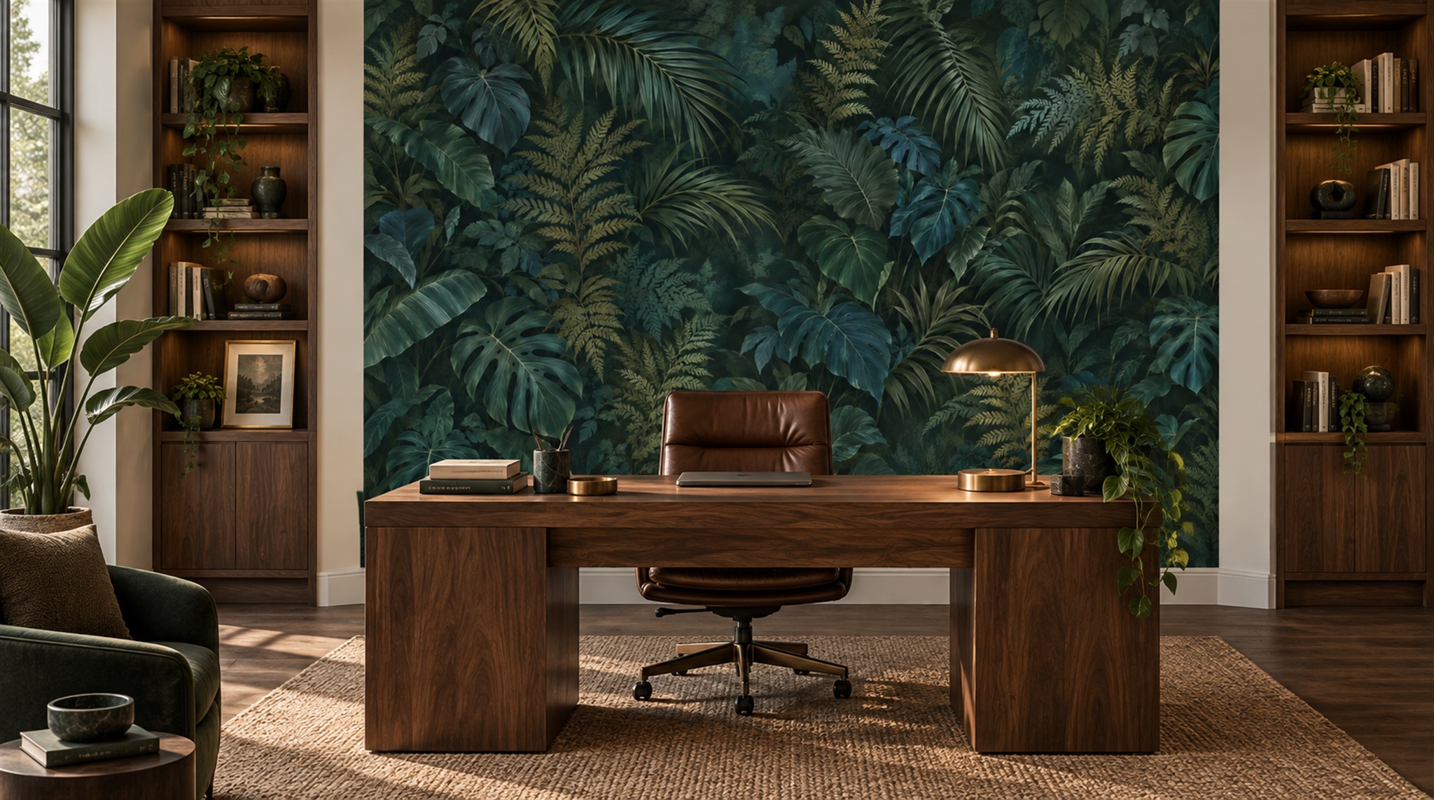 Navy Palm Leaves Wallpaper Mural Main
