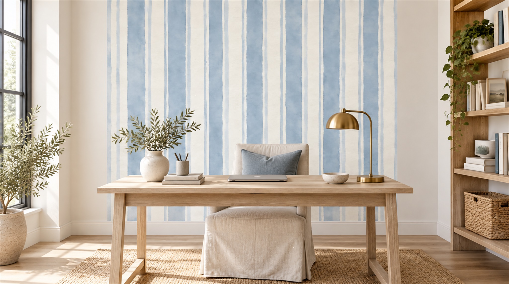 Blue Striped Geometry Wallpaper Mural Main