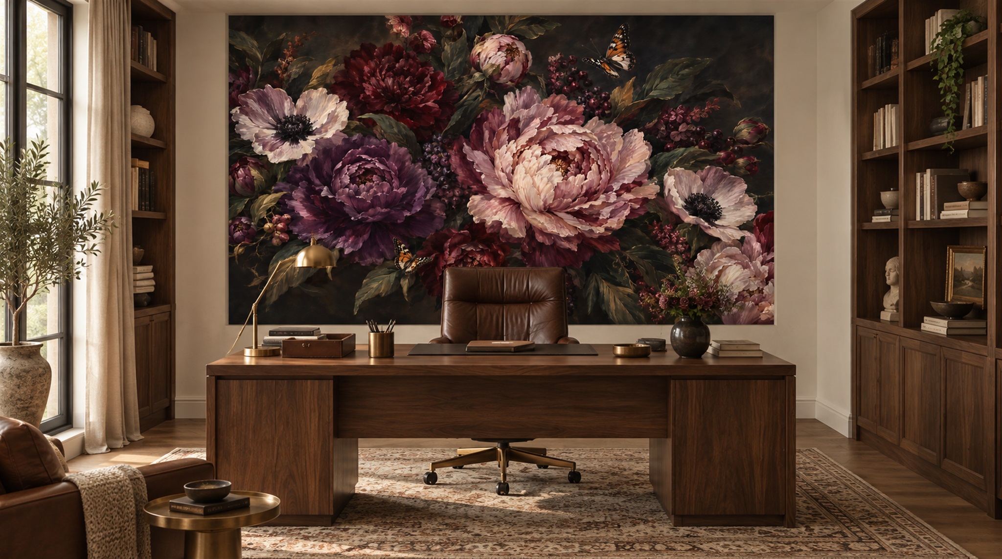 Neutral Floral Foliage Wallpaper Mural Main