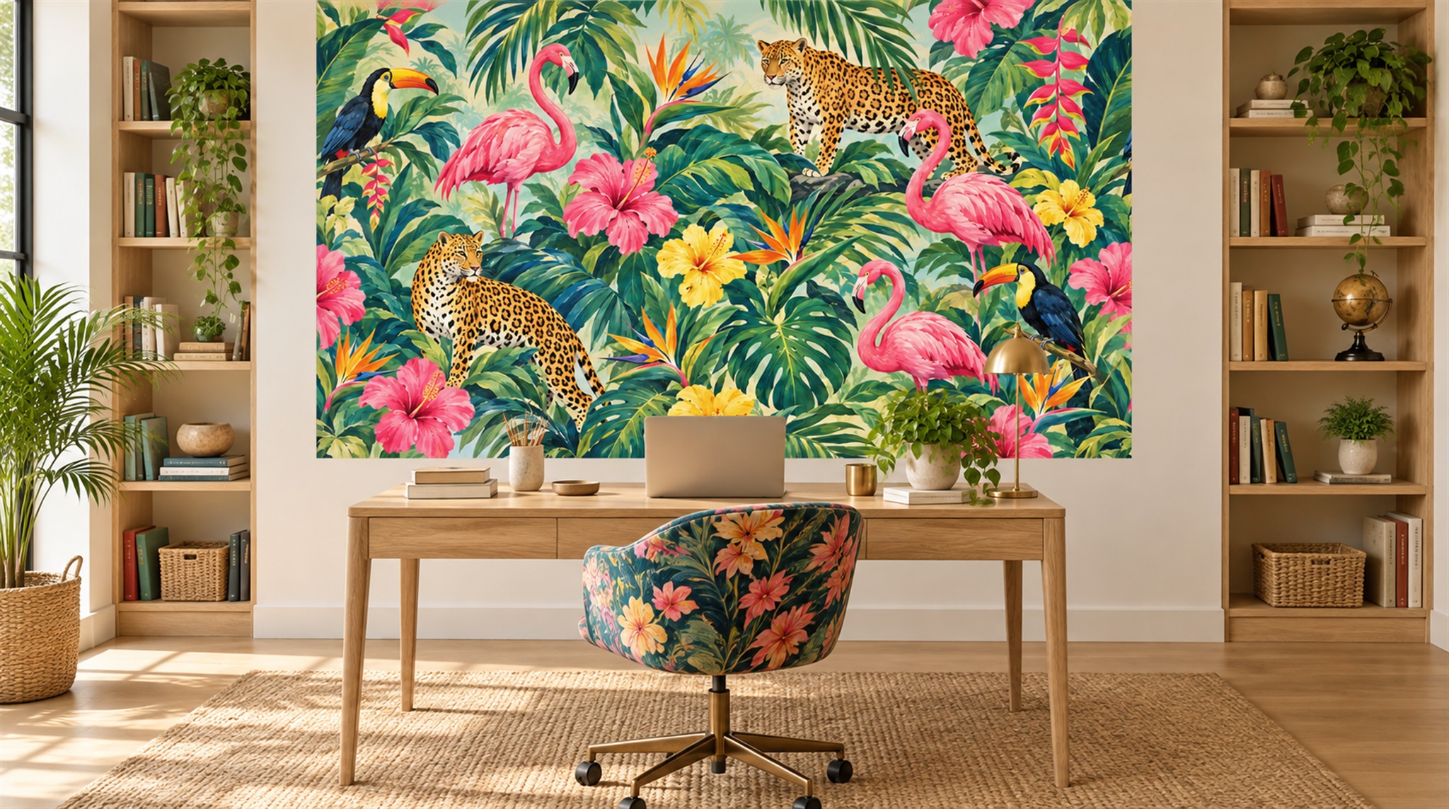 Neutral Tropical Foliage Wallpaper Mural Main