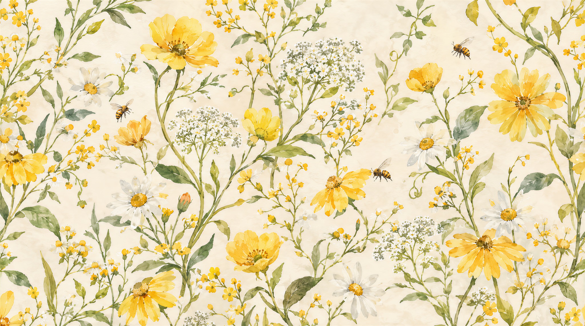 Neutral Floral Patterning Wallpaper Mural Main