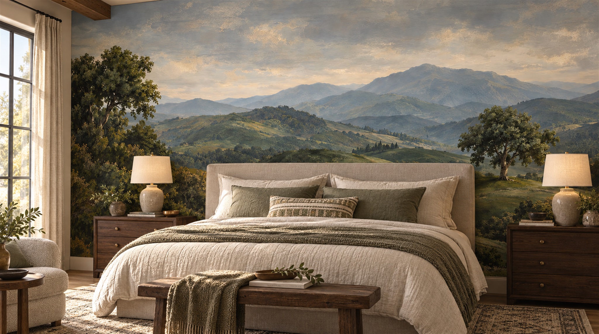 Green Decorative Wall Art Wallpaper Mural Scene